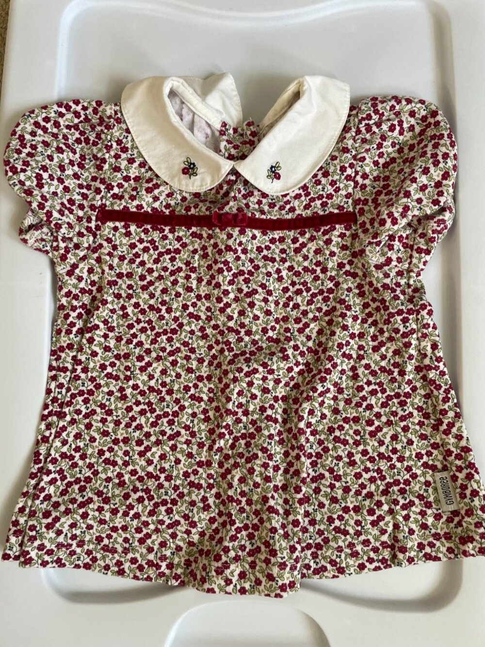 Gymboree Floral Girls Top | Embroidered Collar | Velvet Trim Vintage Size 3T